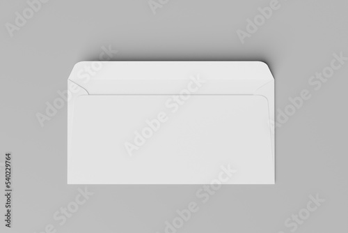 DL Envelope realistic mockup template. Isolated on gray background. Postcard design