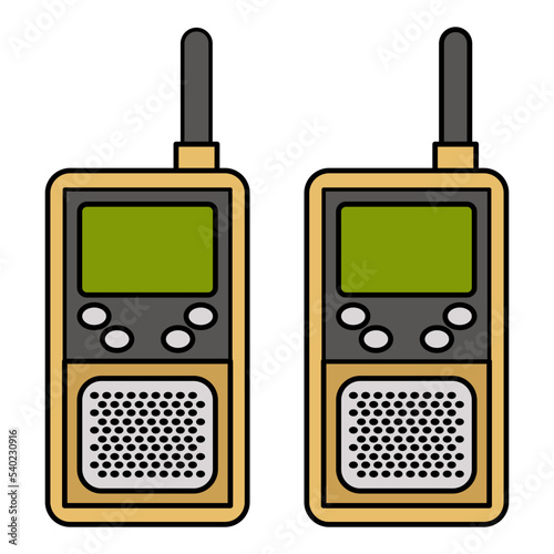 Communications gear vector color icon design, Shooting sport symbol, extreme sports Sign, skeet shooting and trapshooting stock illustration, Two Way Radios for Paintball Concept