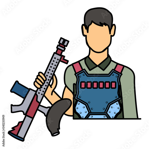 Mid-players or Sniper vector color icon design, Shooting sport symbol, extreme sports Sign, skeet shooting and trapshooting stock illustration, Scenario paintball Officers Concept