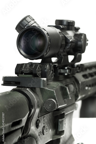 Sniper scope rifle attach on rifle weapon gun isolate on white background