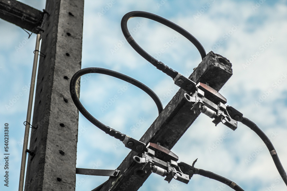 Lightning arrester on electricity pole Lightning arrester on electricity pole