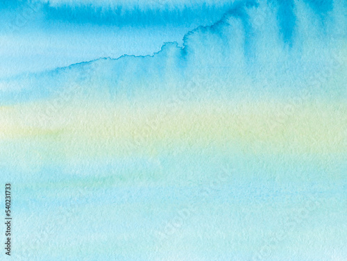 Abstract watercolor background, blue to green gradient. © Sergei