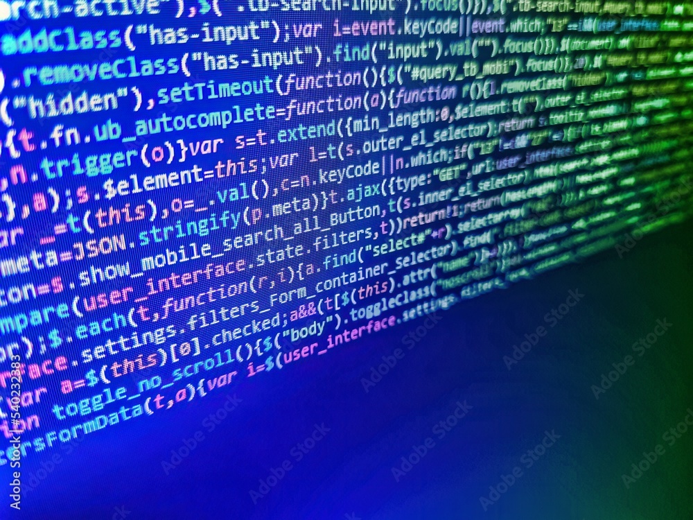 Foto Stock Screen Of Web Developing Javascript Code Lines Of Code Of A foto-stock-screen-of-web-developing-javascript-code-lines-of-code-of-a
