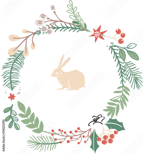 christmas background with rabbit