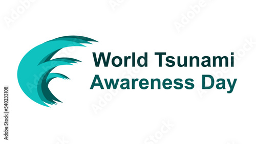 World Tsunami Awareness Day Typography vector illustration with Tsunami icon design. Good template for Tsunami or Disaster design and logo. white