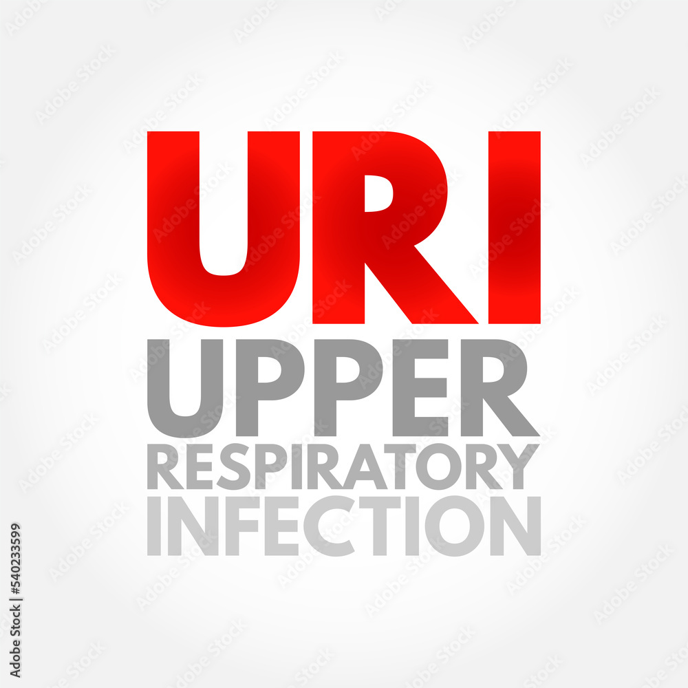 URI Upper Respiratory Infection - contagious infection of the upper respiratory tract,  acronym text concept background