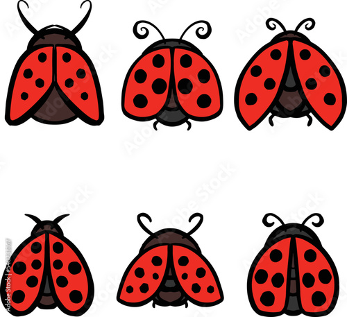 Ladybird or Lady Bug Logo Design Collection as Illustration Vectors