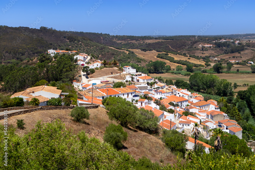 Village of Aljezur on a hill, near Faro at Algarve, Portugal