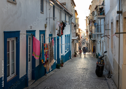 Portugal, August 2022: Street of a traditional village in Portugal, Nazaré