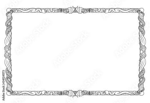 Decorative Halloween frame for coloring book. Handcrafted illustration with classic antique framework.