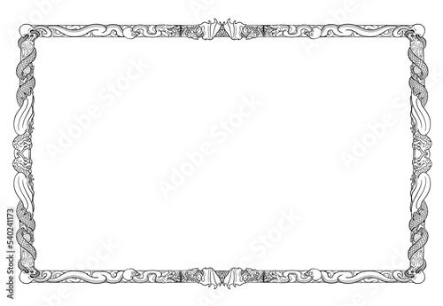 Decorative Halloween frame for coloring book. Handcrafted illustration with classic antique framework.