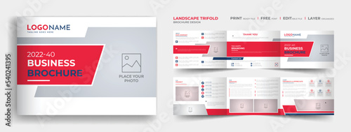Creative trifold landscape business company profile brochure template design
