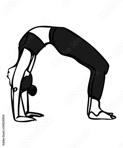 Woman doing exercise in yoga pose. Vector silhouette illustration photo