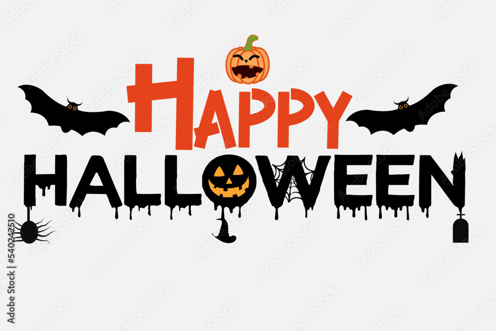 Happy Halloween Text banner vector . Happy Halloween Holiday lettering for Banner, poster, greeting card, party invitation.