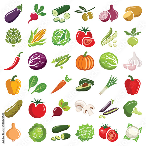 Sustainable healthy vegetable icon collection - vector color illustration  © Hein Nouwens