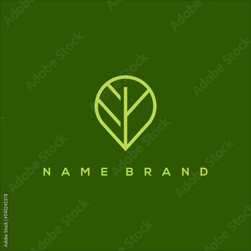 Line art logo pin with leaf line