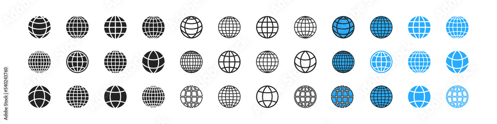 Globe Earth icon set. Flat design. World map concept. Internet, web, web page, connection signs. Language changer symbol. Globe Earth icon set. Flat design. World map concept. Internet, web, web page, connection signs. Language changer symbol.