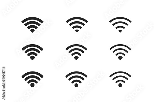 Wi fi icon set. Internet network concept. Wi-fi signal sign. Remote internet acsess symbol.