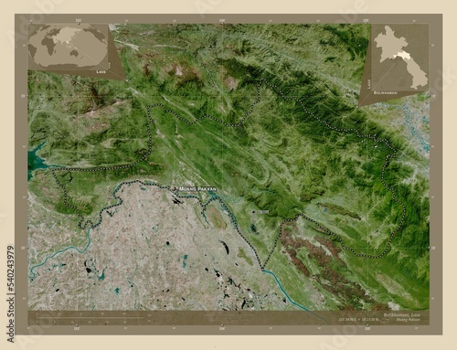 Bolikhamxai, Laos. High-res satellite. Labelled points of cities photo