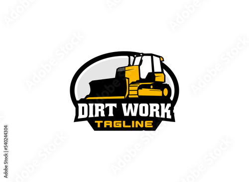 Dozer logo vector for construction company. Heavy equipment template vector illustration for your brand.