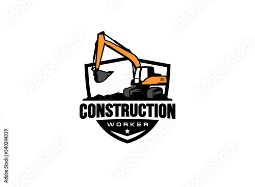 Excavator logo vector for construction company. Heavy equipment template vector illustration for your brand.