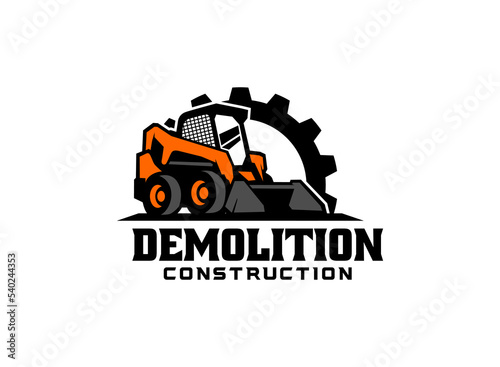 Skid steer logo vector for construction company. Heavy equipment template vector illustration for your brand.