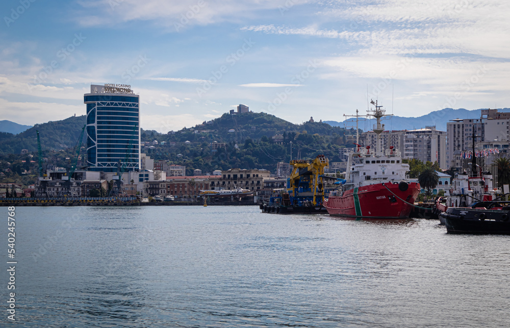 Naklejka premium View of Batumi seaport. Batumi, Georgia