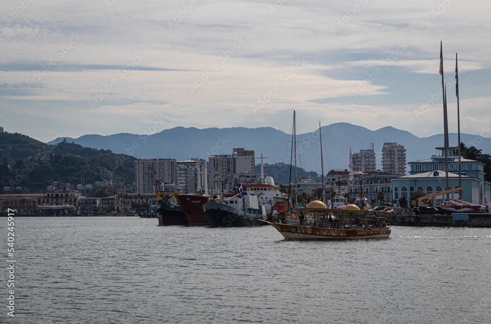 Fototapeta premium View of Batumi seaport. Batumi, Georgia