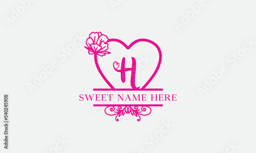 Love logo sign letters with name and valentines day and dating logo vector. love and heart monogram for love romantic passion or wedding day design.