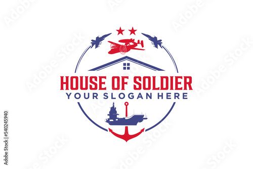 Aircraft carrier military logo design fighter jet illustration army maritime 