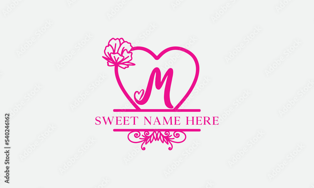 Love logo sign letters with name and valentines day and dating logo vector. love and heart monogram for love romantic passion or wedding day design.