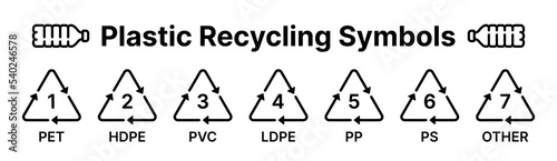Plastic recycling symbols set. Vector illustration.