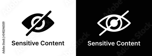 Sensitive content icon. Eye crossed sign symbol for hidden concept. Vector illustration.