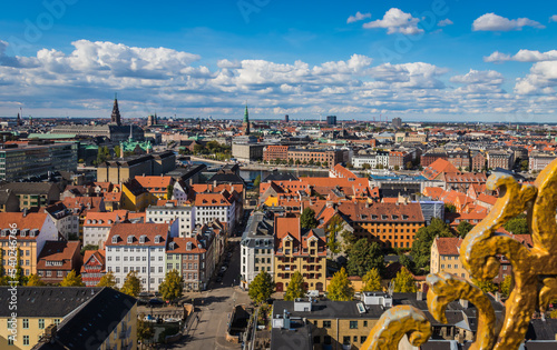 Wall Mural Rooftop view Copenhagen with cloudy skies