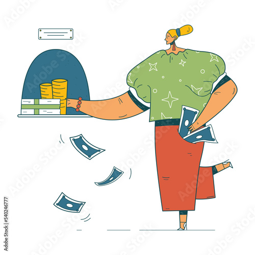 Businesswoman withdrawing money from bank
