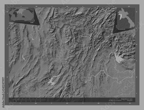 Xaignabouri, Laos. Bilevel. Labelled points of cities photo