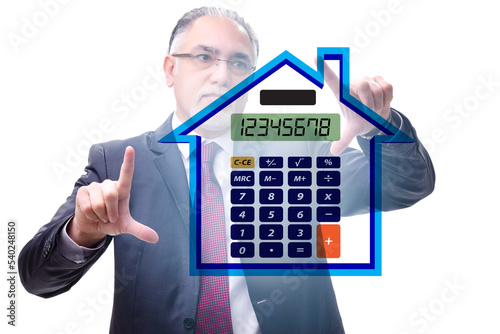 Concept of mortgage loan with calculator