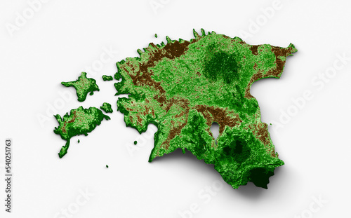 Estonia Topographic Map 3d realistic map Color 3d illustration