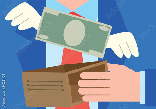 財布から飛び立つ紙幣