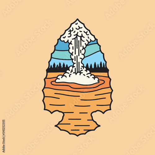Yellowstone illustration arrowhead badge graphic emblem design mono line vintage