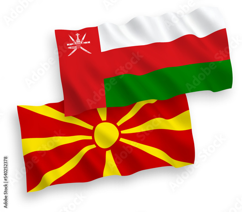 Flags of Sultanate of Oman and North Macedonia on a white background