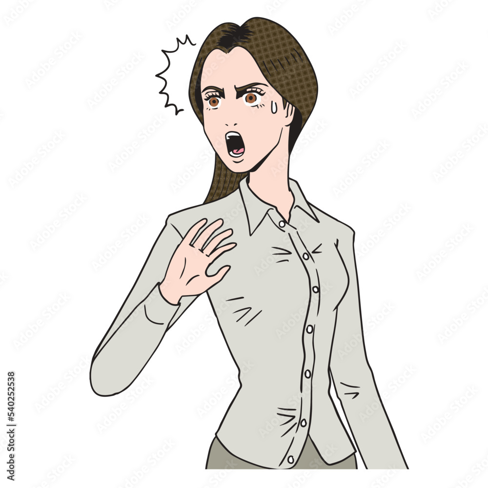 びっくりする白人女性