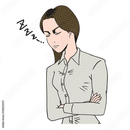 居眠りする白人女性