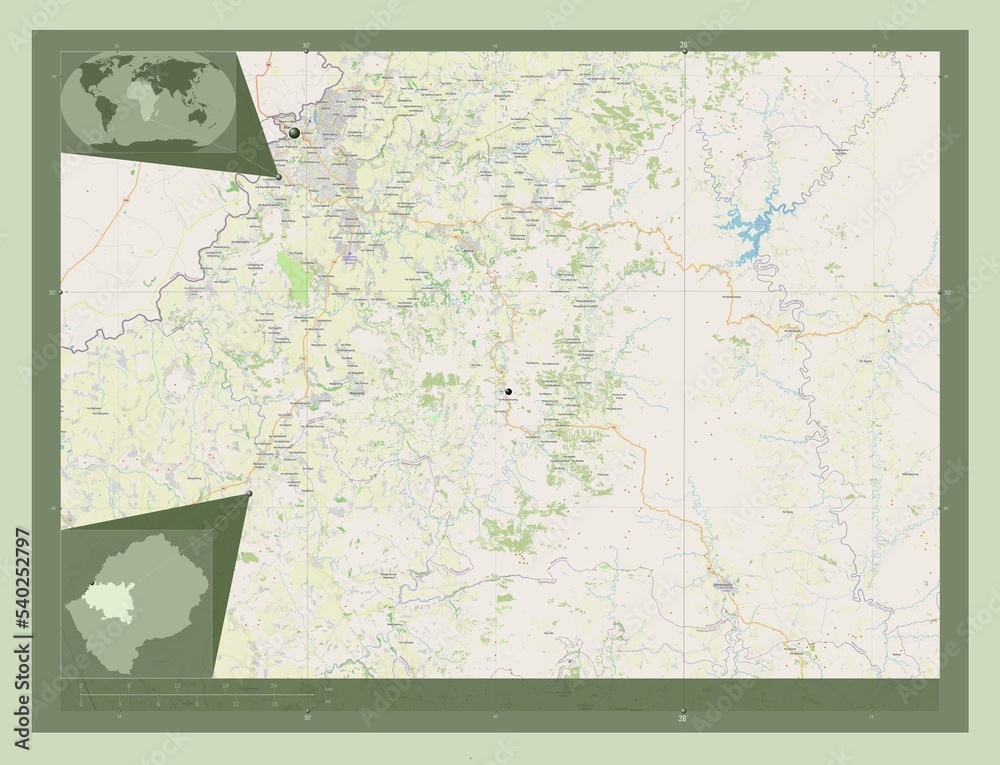 Fototapeta premium Maseru, Lesotho. OSM. Major cities