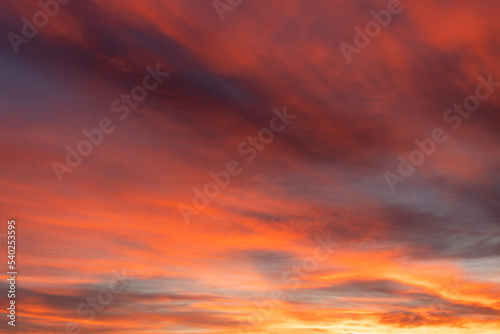 Summer evening yellow sky cloud gradient light white background. Beauty clear cloudy in sunset calm bright winter air background Gloomy vivid orange landscape environment sunrise horizon skyline view 