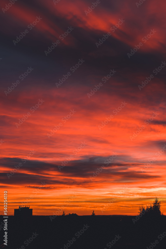 Summer evening yellow sky cloud gradient light white background. Beauty clear cloudy in sunset calm bright winter air background Gloomy vivid orange landscape environment sunrise horizon skyline view 
