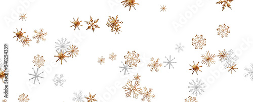 Christmas background design of snowflake and snow falling in the winter 3d illustration