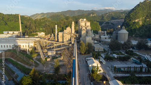 Aerial photo of the Andalas (Lafarge) Semen factory, this photo tells of a cement factory that.