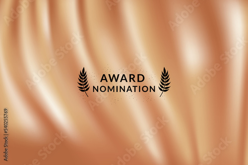 Award nomination ceremony luxury background with soft gold curtain cloth drape with wreath leaves