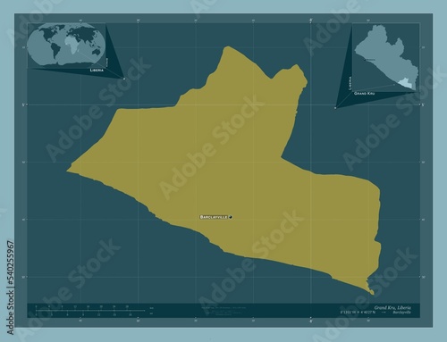 Grand Kru, Liberia. Solid. Labelled points of cities photo